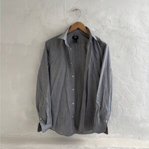 H&M men's gray "Easy Iron" long-sleeve button-up shirt